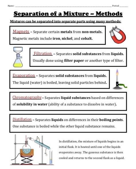 separation of mixtures class 6 worksheet